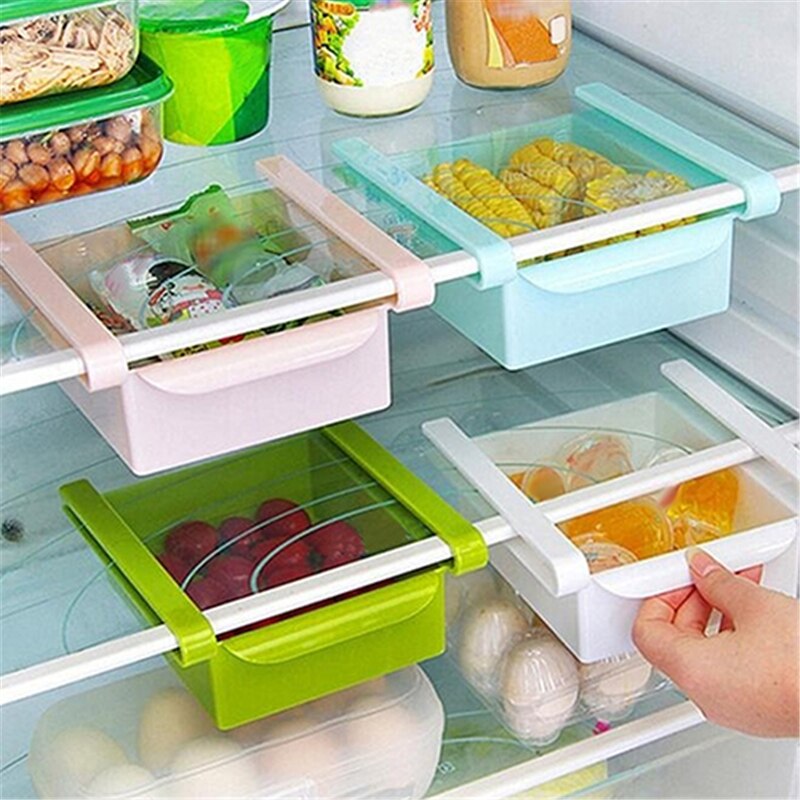 Kitchen Dishes Ware Fridge Tray Freezer Drawer Space Savers Cutlery Organizer Storage Rack Holder Refrigerator Slide Drawer
