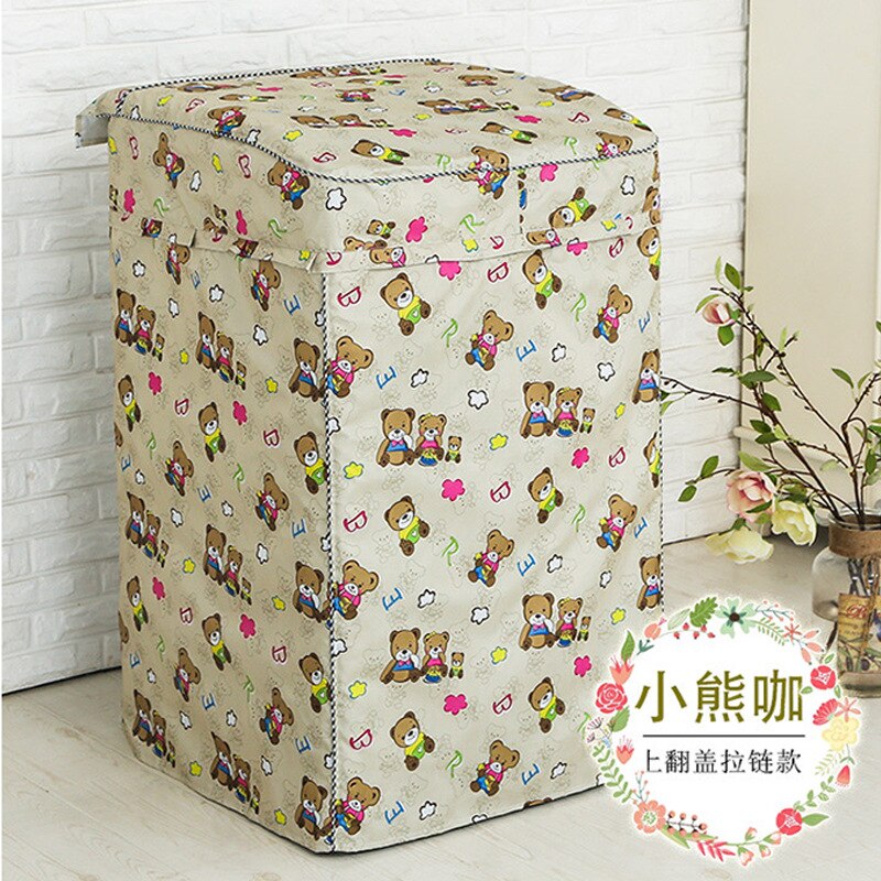 Oxford cloth coated with silver for full-automatic washing machine waterproof sunscreen wave wheel washing machine cover: Little bear / S-52x54x88cm