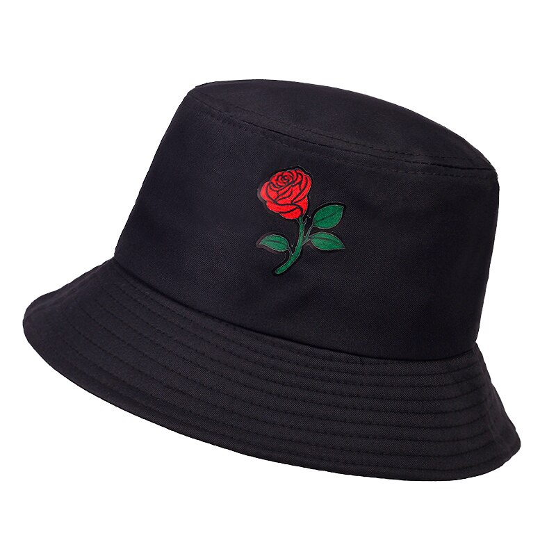 Bomull vill fisker lue rose utskrift bøtte hatter sommer utendørs kvinner reise beskyttelse sol hatter hip-hop panama hatter