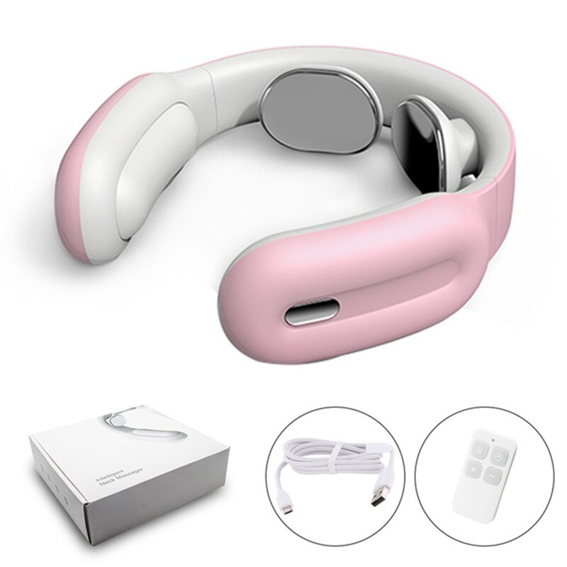 6 Head Neck Massager Smart Massager With Heating Electric Cervical Vertebra Pain Relief Tool Neck Back Relaxtion Health Care: D2 2head Pink