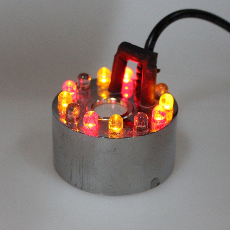 Jiguoor 12 led färgstarkt ljus ultraljudsdimmaskin dimma rena vatten fontän damm  dc 24v dimmaskin