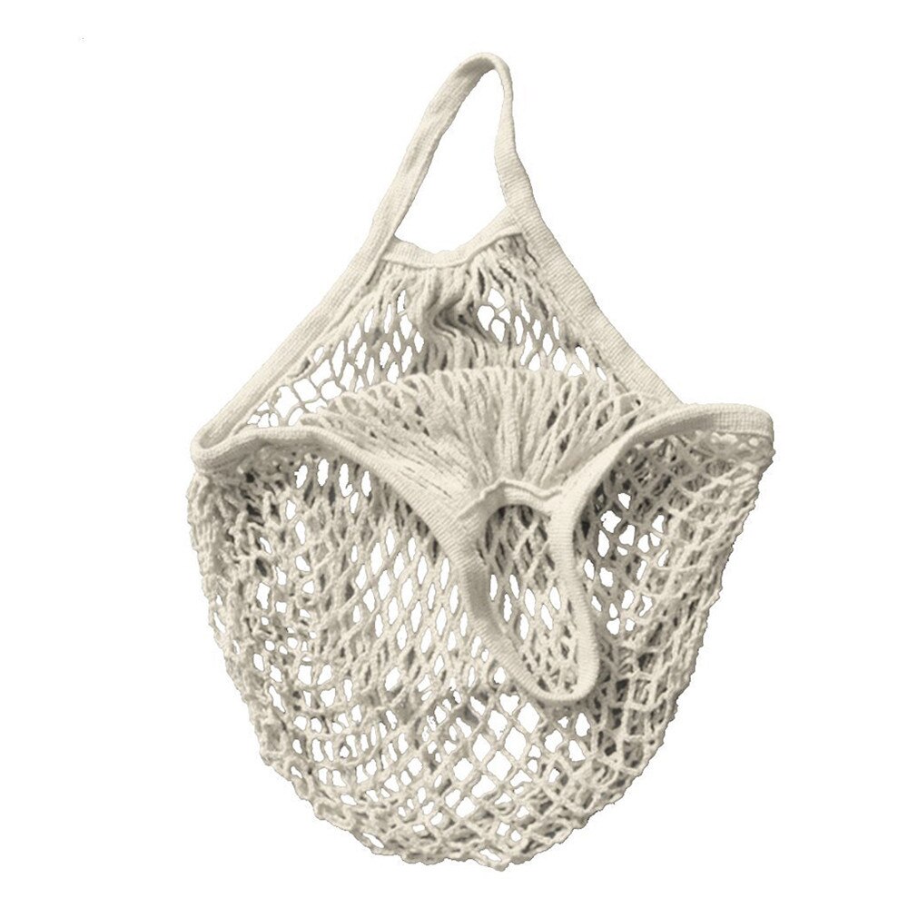 Shopping Mesh Bag Women Mesh Net Turtle Bag String Shopping Bag Reusable Fruit Storage Handbag Totes Convenient Bag: White