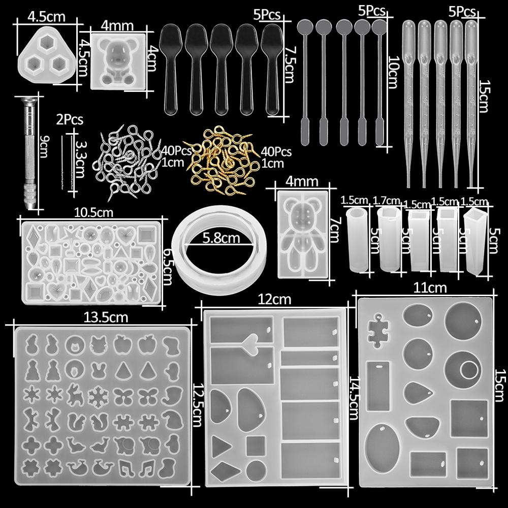 Set de moldes de silicona epoxi 300 Uds para joyería, moldes de resina UV de estilo mixto para Diy, accesorios de joyería: KT0023-20