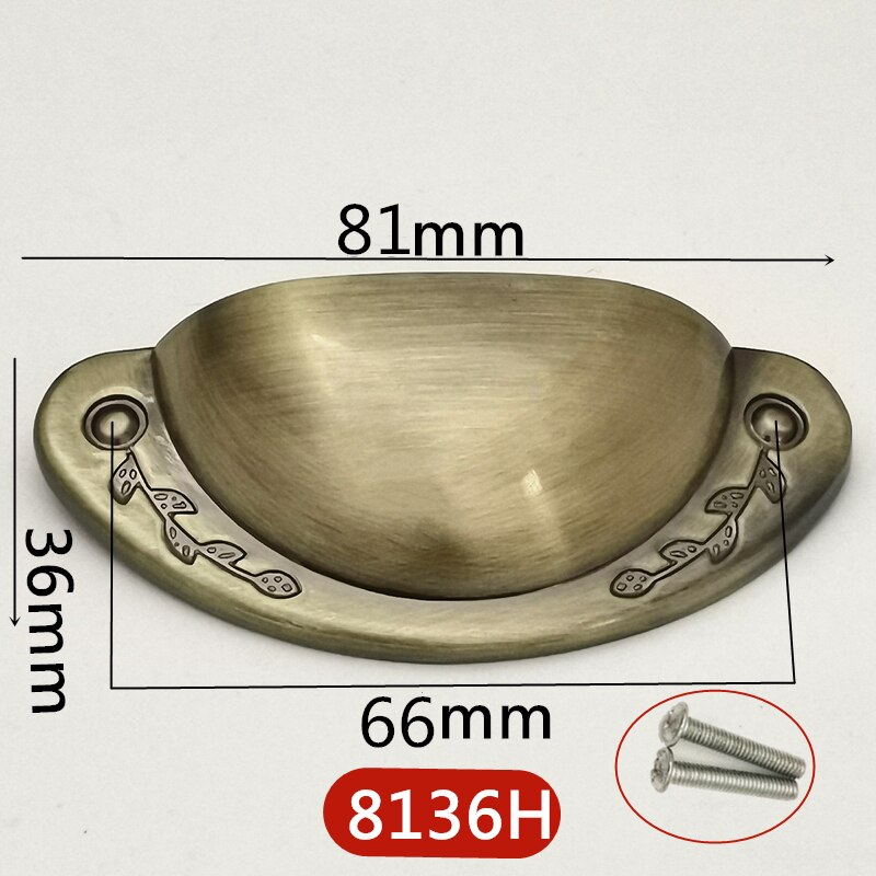 4pcs/lot Metal Kitchen Drawer Cabinet Door Handle Furniture Knobs Hardware Cupboard Antique Iron Shell Pull Handles: Style H