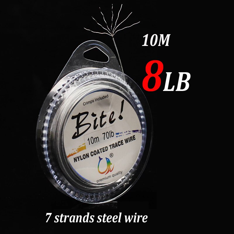 10M 7 Strands Braided Stainless Wire Fishing Line Rigging Material Leader Coating Jigging Wire For Freshwater and Sea Fishing: 8LB