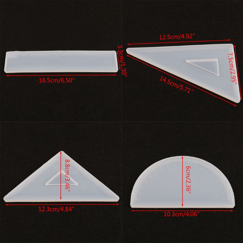 4 formen Silikon Harz Herrscher Formen Bausatz Handgemachte Straignt Herrscher Quadrat Lineale Dreieckigen Lineal Winkelmesser Schimmel Kunst Handwerk