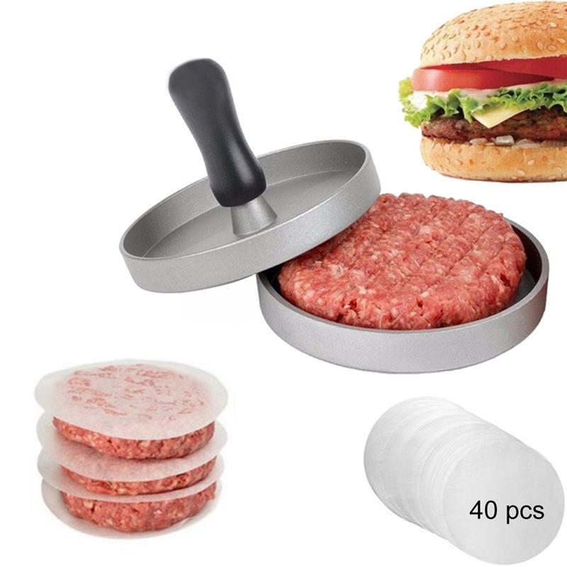 Rund form hamburger presse aluminiumslegering + abs hamburger kød oksekød grill burger presse patty maker skimmel køkken kød værktøjer: Default Title