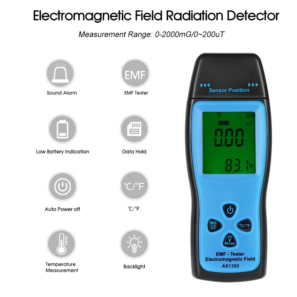 SMART SENSOR Handheld Mini Digital LCD EMF Tester Electromagnetic Field Radiation Detector Meter Dosimeter Tester Counter