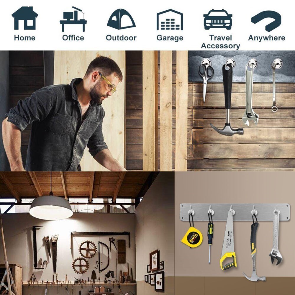 Powerful Neodymium Magnet Hook Key Holder Magnetic Hooks Coat Wall Hanging Hanger Magnetic Base Home Storage Organization