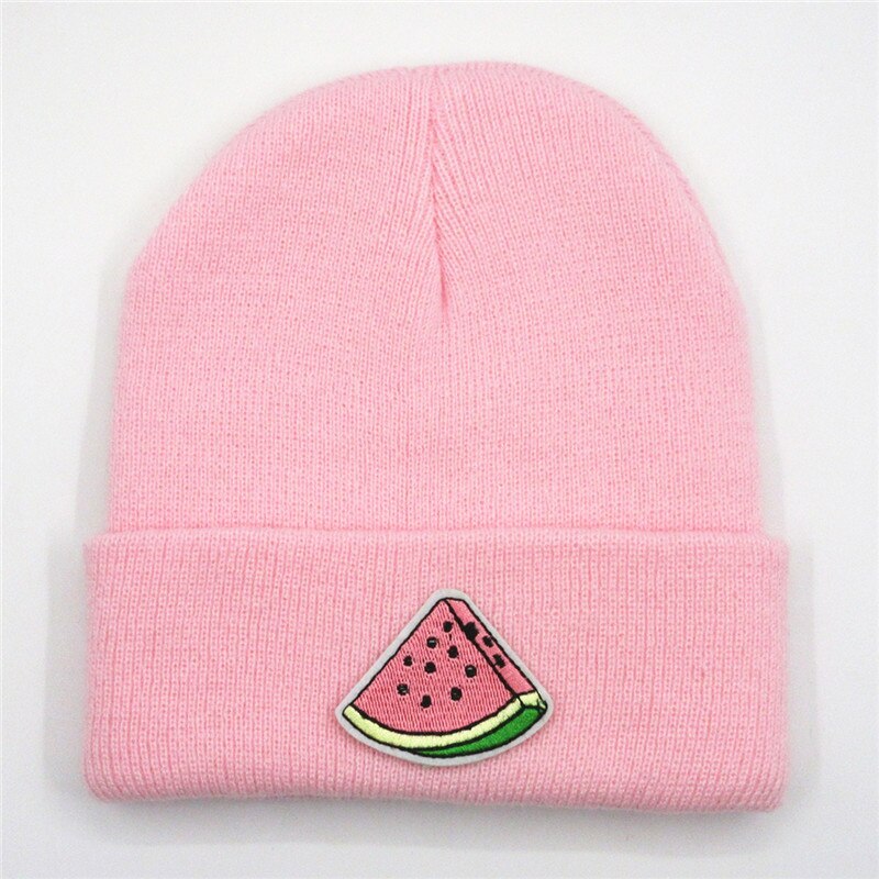 Watermeloen fruit borduurwerk dikke gebreide muts winter warme muts skullies pet muts voor kinderen mannen vrouwen 150: Roze / 6 jaar oud tot volwassene