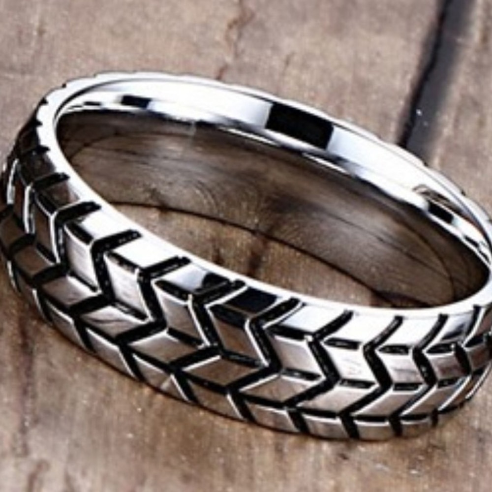 6MM Stainless Steel Tire Ring Gold Color European and American Style jewelry Personality Men's Ring