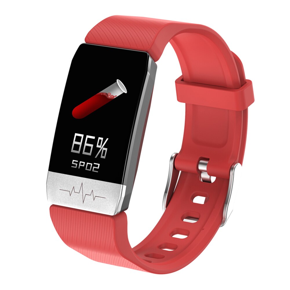 Smart Armband Lichaamstemperatuur Fitness Tracker Bloeddruk Waterdichte Sport Slimme Band Sport Mannen Vrouwen Band: Red