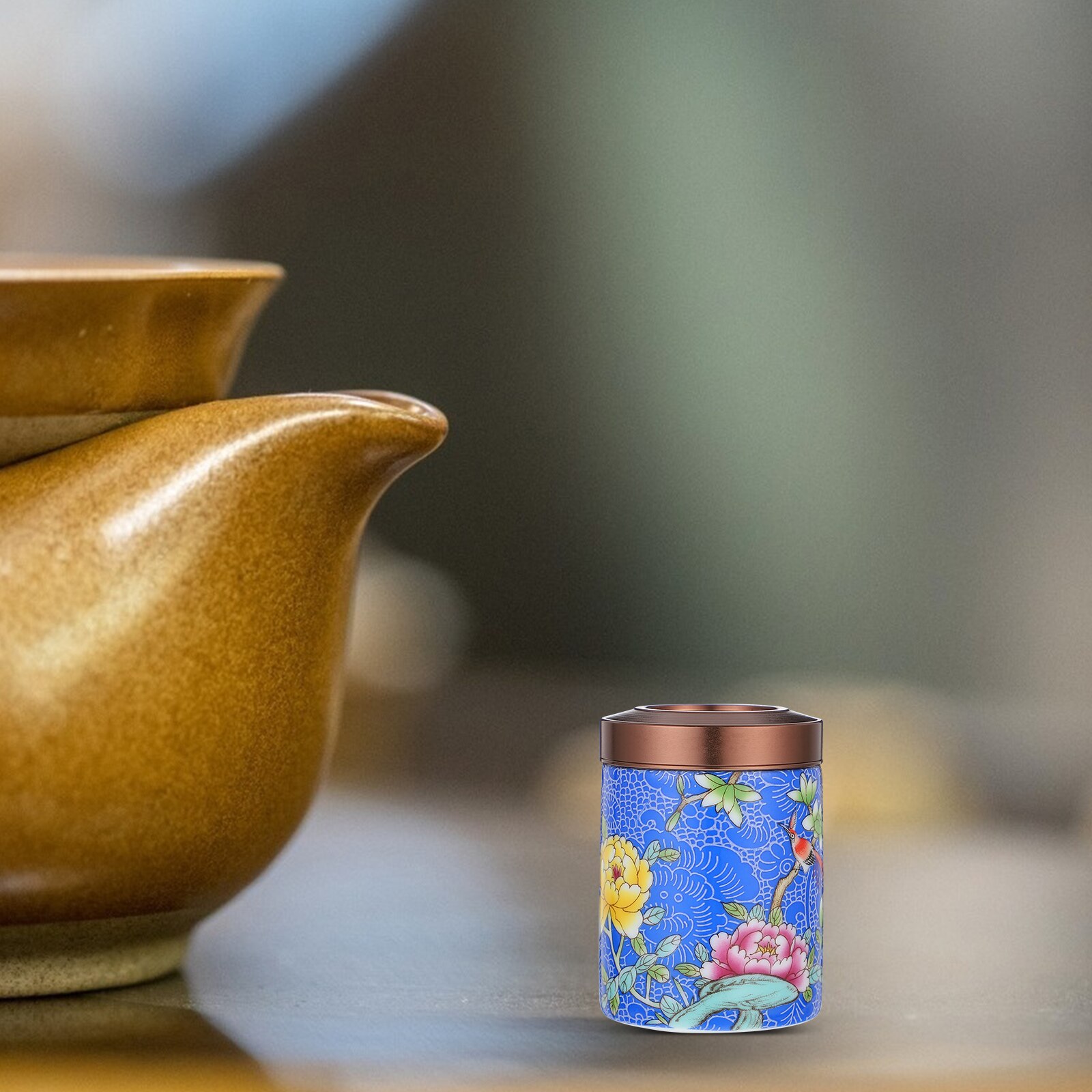 Painted Bulk Tea Container Ceramic Tea Caddy Scented Tea Packaging Canister