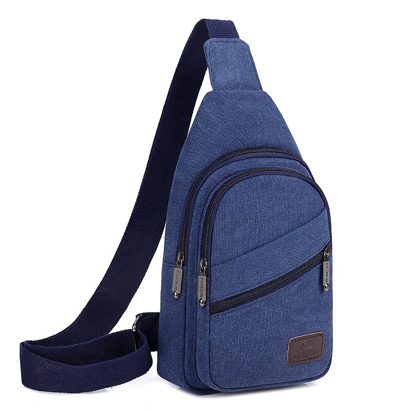 Canvas Borst Tas Voor Mannen Crossbody Borst Pack Voor Reizen Schoudertas Casual Dagrugzak Canvas Tas Voor Telefoon Portefeuilles Sleutels: Blue