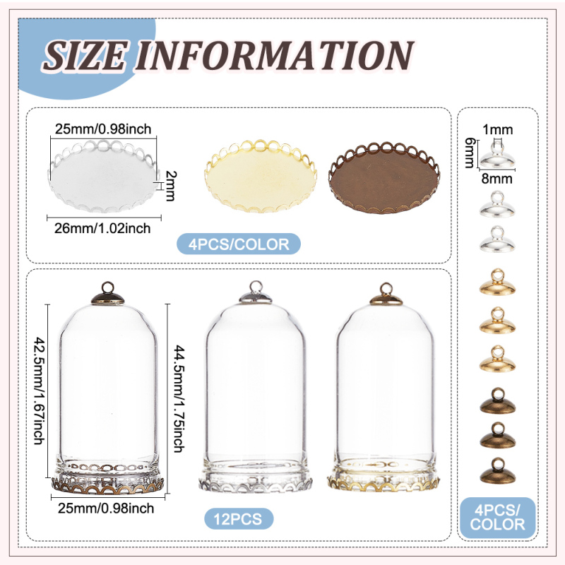 3 Set Dome Display Glazen Pot met Kurk 65x133mm Bell Cloche Glazen Decoratie Case voor Bloemplanten Exemplaren Ambachten Decoraties: Chocolade