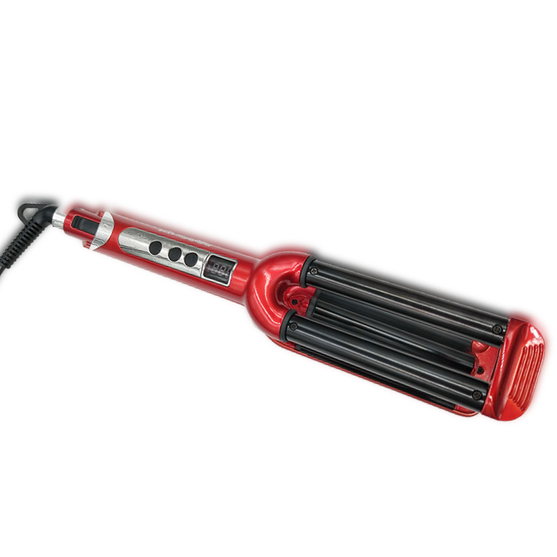 Drie Kip Rolls Lcd Keramische Haar Krultang Krultang Triple Krultang Deep Wave Curler Haar Waver Styling Tools: Red