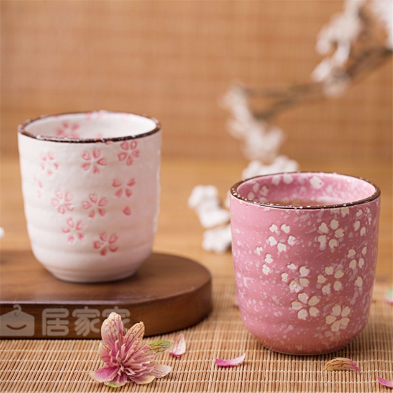 Estilo japonés Flor de cerámica tazas de té Vintage taza de té maestro taza de café taza de contenedor de recipientes para bebidas Kung Fu taza de agua Teaware