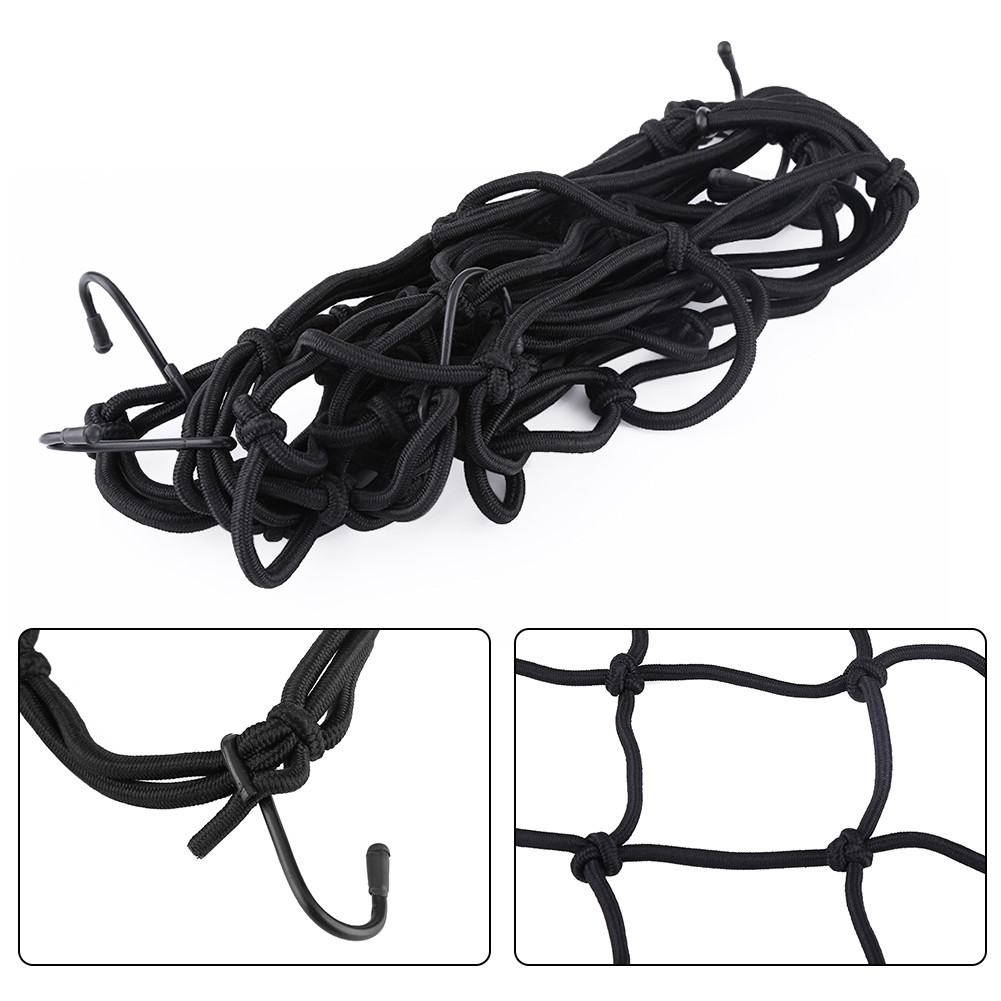 40 * 40cm 6 krok motorsykkel hjelm siste bagasje elastisk nett nett nett svart til enhver motorsykkel og firehjuling (atv)