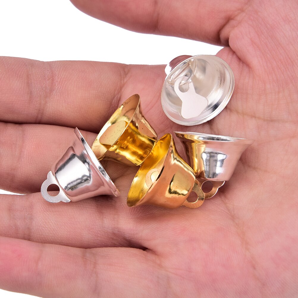 10 Stks/partij 20 Mm Gold/Silver Metal Trompet Bells Voor Kerstboom Opknoping Ornamenten Hangers Decor Wind Chime Accessoires
