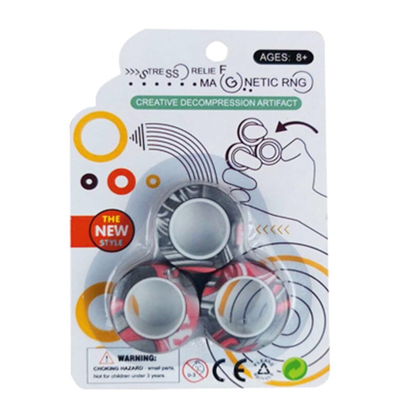 Hot 3 sztuk magnetyczne Spinne Fidget pierścień Spinner magnes zabawki typu Fidget Unzip antystresowy dla dzieci dorosłych magnetyczne pierścienie...: NO.1730