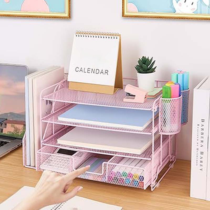 Organizador de bandeja de archivos de escritorio de Metal con archivador, bandeja para cartas de 4 niveles, organizadores de escritorio de oficina con documentos de archivo, escritorio de oficina: Verde