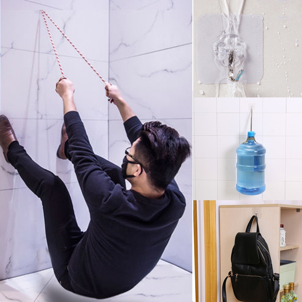 Transparent Starke Selbst Klebe Wand Kleiderbügel Wand Haken für Küche Bad Handtuch Mopp Handtasche Aufhänger Haken Bad Werkzeuge