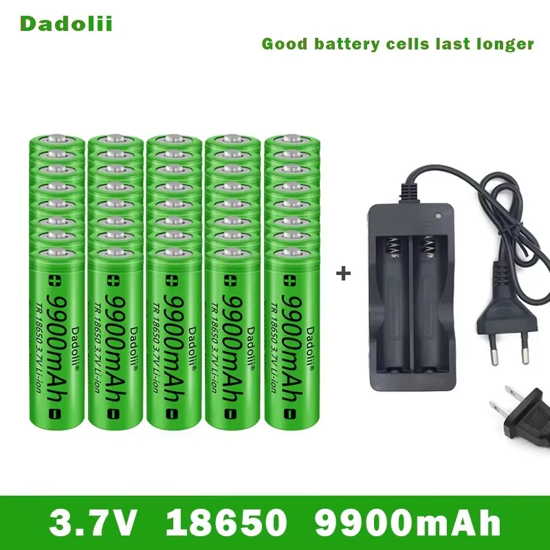 18650 Battery Rechargeable Battery 3.7V 18650 9800mAh Capacity Li-ion Rechargeable Battery For Flashlight Torch Battery+Charger: Champagne