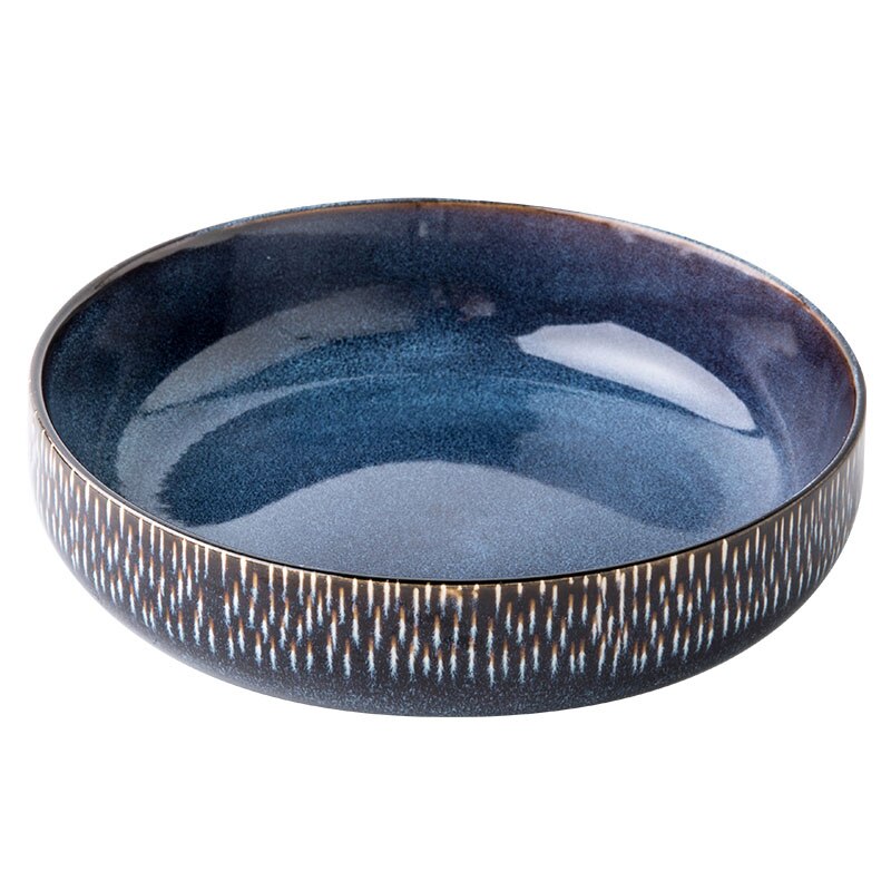 Practical thick 7-inch vegetable bowl Retro kiln glazed ceramic bowl salad bowl