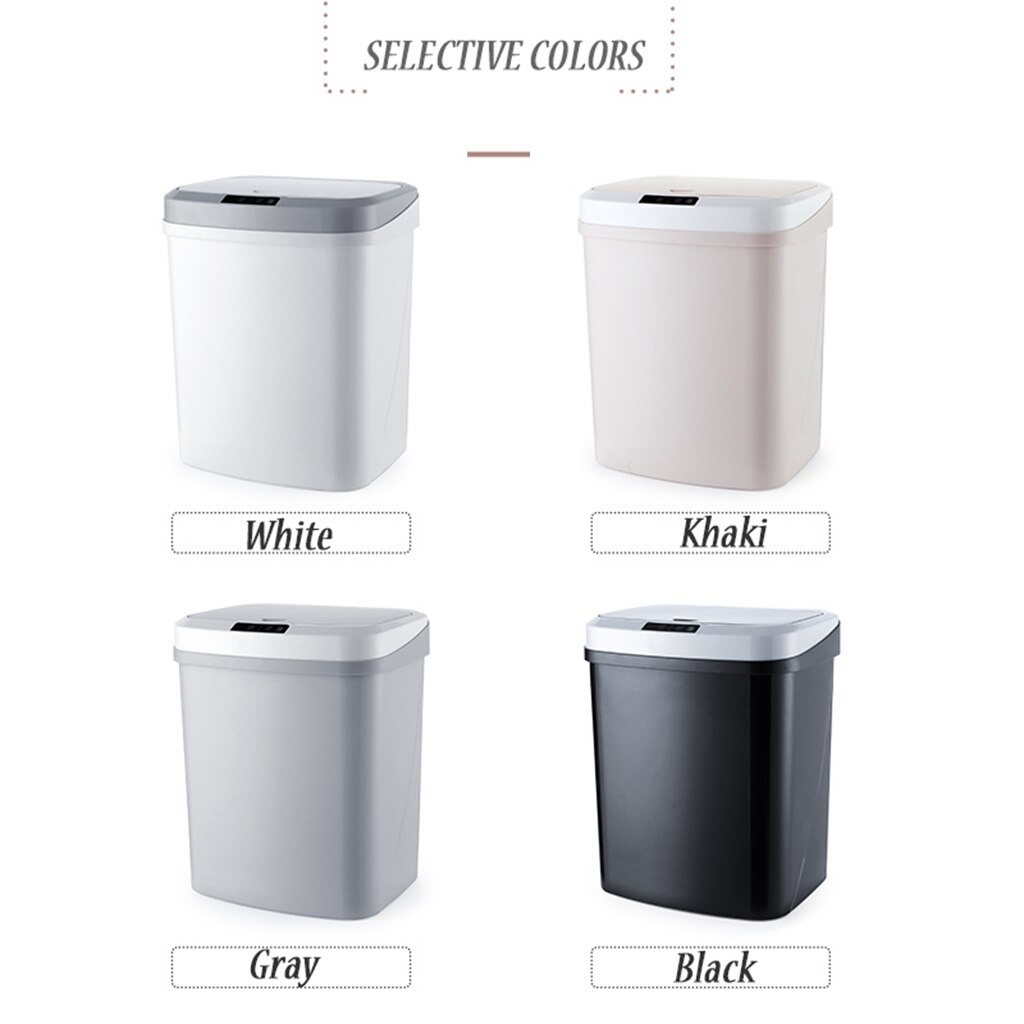 Poubelle en plastique Ultra Large avec capteur intelligent de 15l, corbeille de cuisine pour chambre à coucher