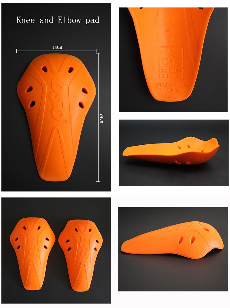 Motorcycle Jacket Insert Back body Armor Built-in Detached enhanced body armor Spine Elbow protector Universal Model: 2 knee 2 elbow