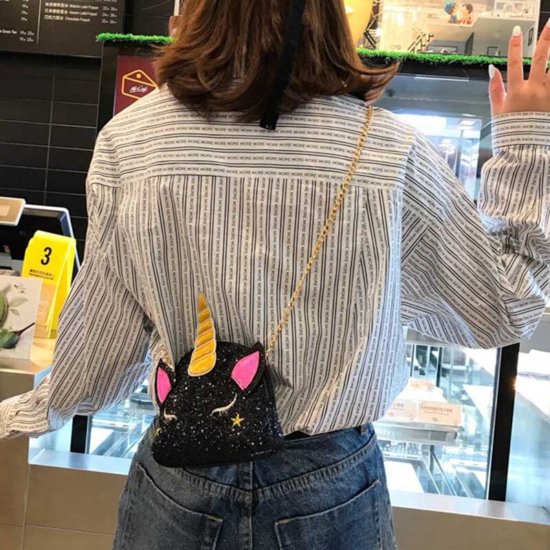 Neue Pailletten Einhorn Kleine Geldbörse Frauen Nette Kette Tasche Mädchen Sommer Tasche Brieftasche