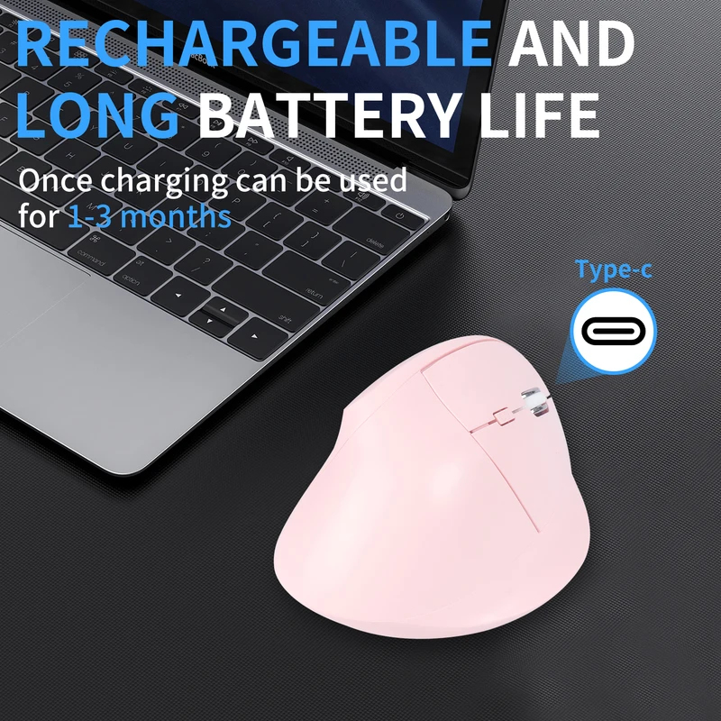 Wireless Vertical Mouse 2.4G Bluetooth Dual-mode Rechargeable Ergonomics Low Noise Button Office Use Mause With Side Buttons