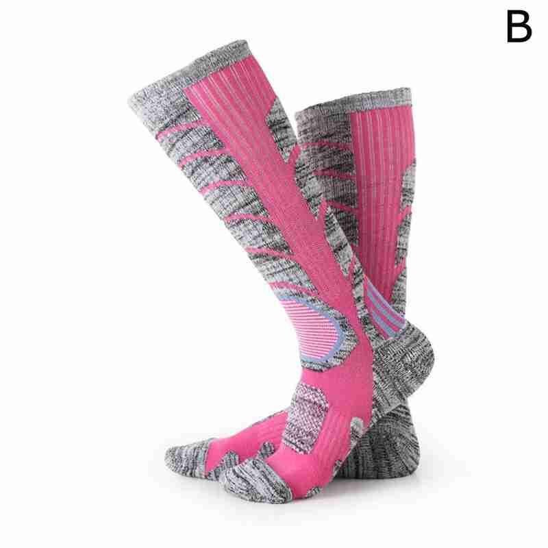 1 Pair Compression Socks Warm Long Thermal Socks For Men Ski Sock Climbing Women Sport Thicker Compression Socks Camping Ou C7D7: Rose red