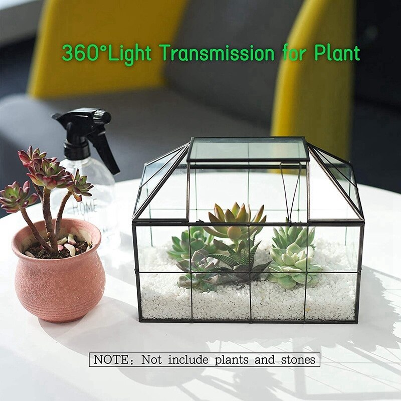 ! Glass Glass Terrarium Handmade House Shape Geometric Glass Container With Swing Lid Indoor Planter For Succulents