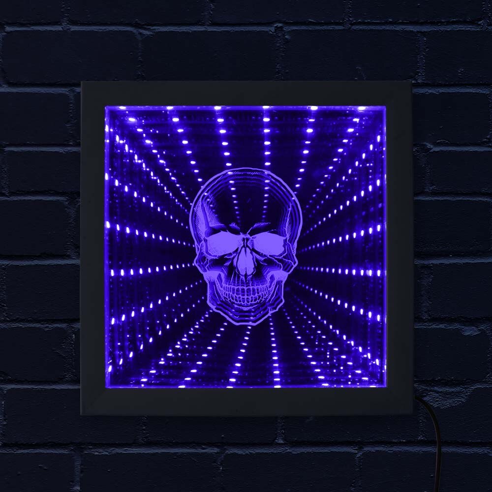Kallo pää led ääretön peili väri muuttuva led valo kuvakehys upea optinen illuusio upea peilattu kauhuvalo