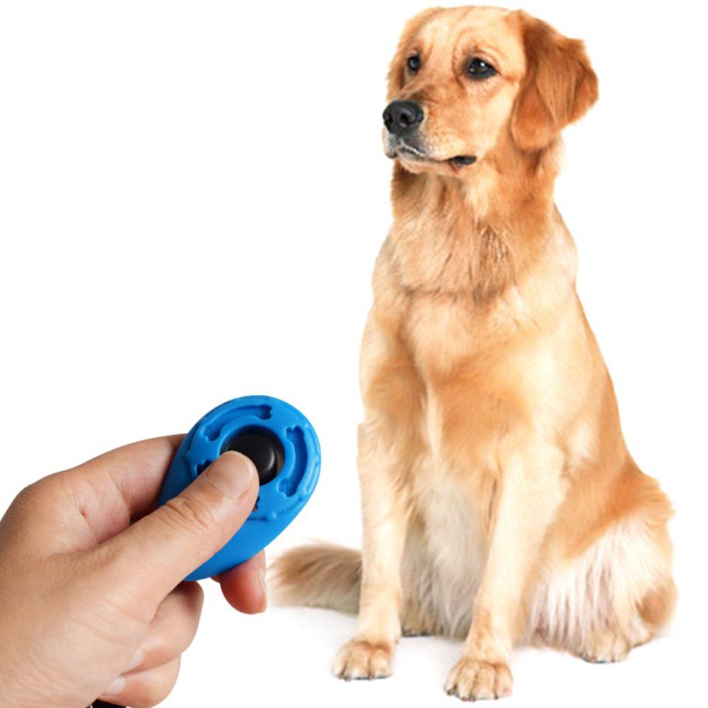 Kæledyr hund træning clicker plast hunde klik træner hjælp for justerbar håndledsrem lyd nøglering hund repeller