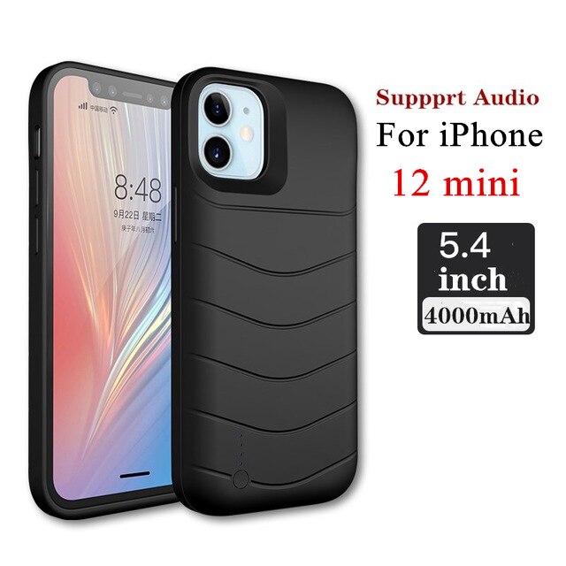 Battery Charger Cases For iPhone 12 Pro Max 12 Pro Battery Case External Charging Cover For iPhone 12 12 Mini Power Bank Cases: 12 mini (5.4 inch)