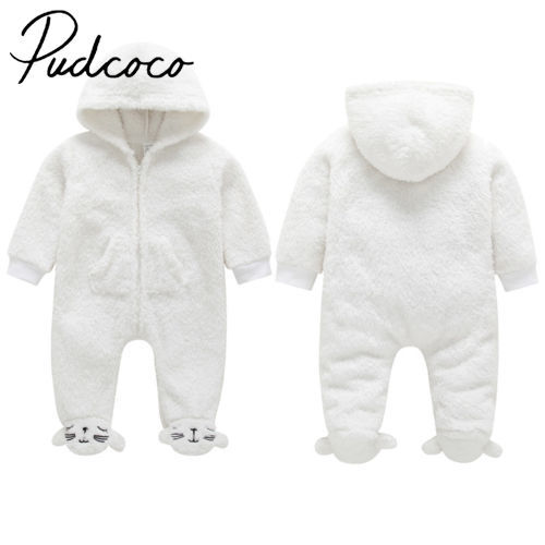 Winter Pasgeboren Baby Meisje Jongen Footies Outfits Kleding Hoodie Hooded Baby Jumpsuit Kid Kleding 0-12 Maanden