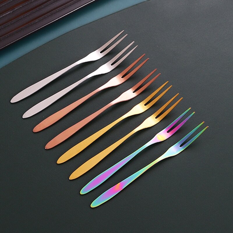 Widelec robić owoców ze stali nierdzewnej kolorowe przekąnarty deser ciasto widelce sałatkowe impreza stołówka sztućce narzędzia kuchenne вилка столовые приборы