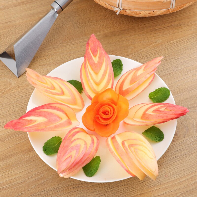 Stainless Steel Fruit Carving Knife Fruit Platter Artifact Triangle Vegetable Salad Cutter Knife Carving Blade Kitchen Accessory