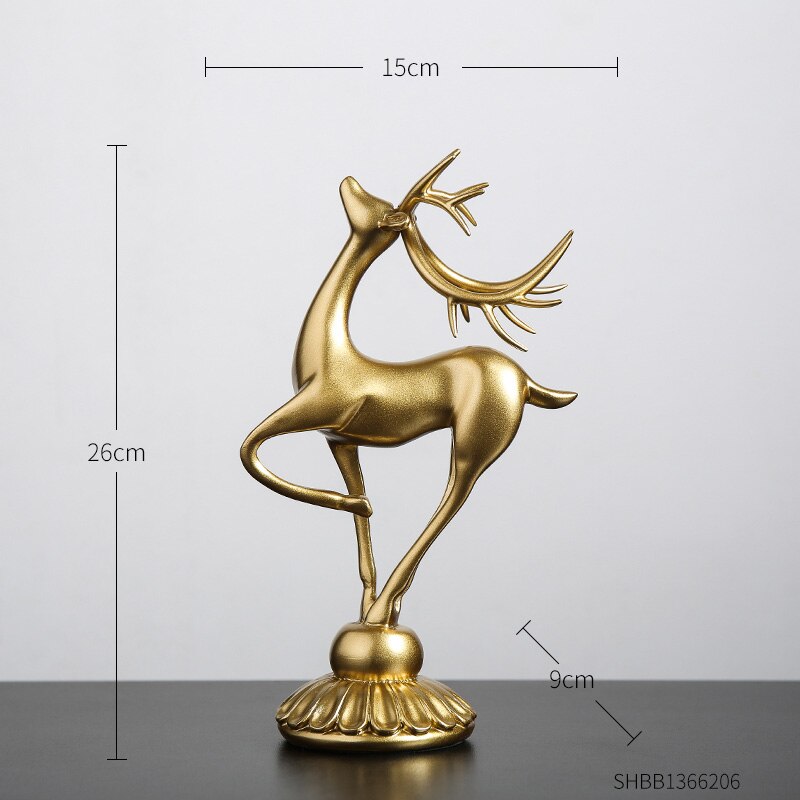 Deer Statue Figurines for Interior Crystal Ball Modern Home Decoration Living Room Decoration Desk Accessories Golden Craft: Gold-A