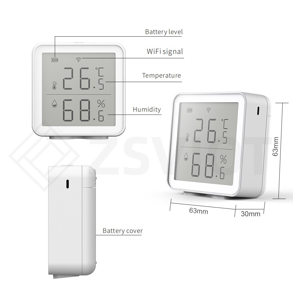 Tuya WIFI Temperature & Humidity Sensor Smart Home Indoor Linked with Alarm and Air Conditioner SmartLife APP LED Display