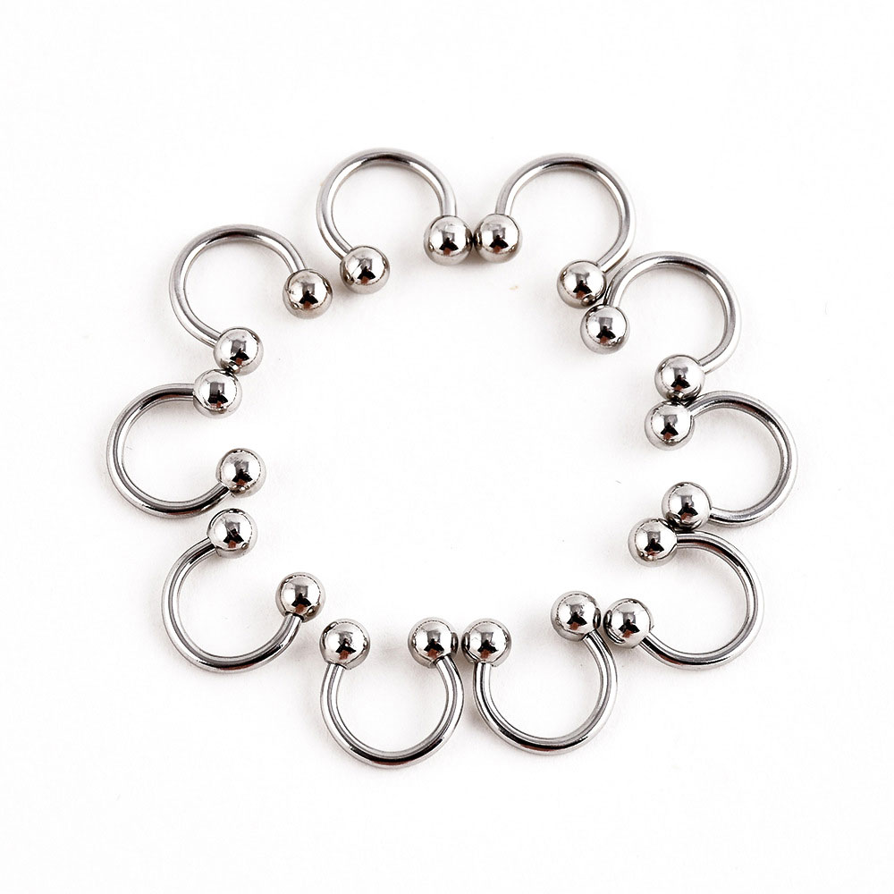 10pcs Titanium Anodized Stainless Steel Captive Eyebrow Lip Nose Septum Ear Ring Tongue Piercing Body Jewelry