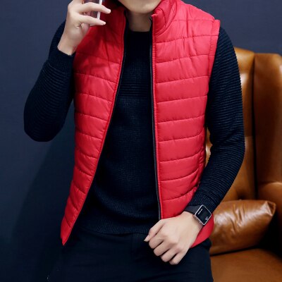 Nice automne hommes vers le bas gilet veste manteau couleur unie sans manches gilet mâle mince gilet coupe mince gilet à glissière manteaux M-3XL