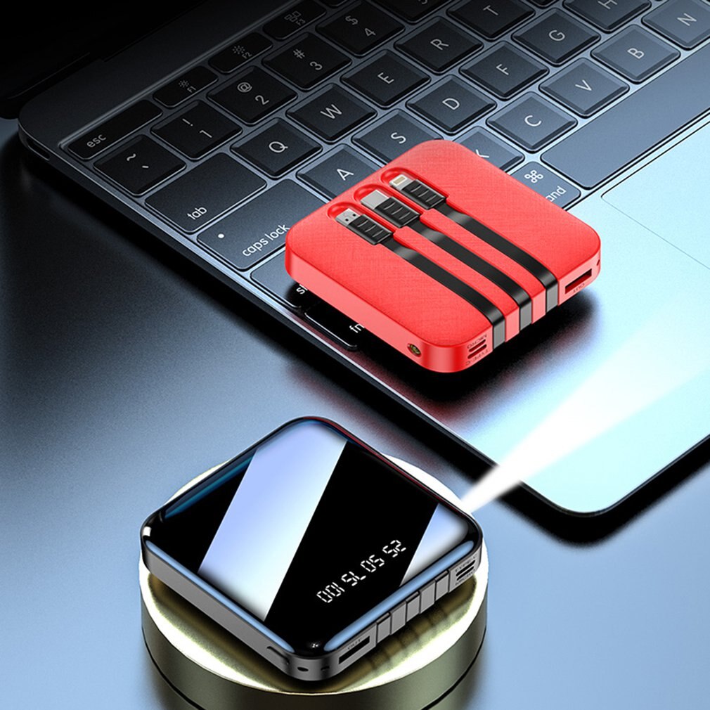 charging treasure set with a three-line mini high-capacity digital display mobile power supply wireless charging bin