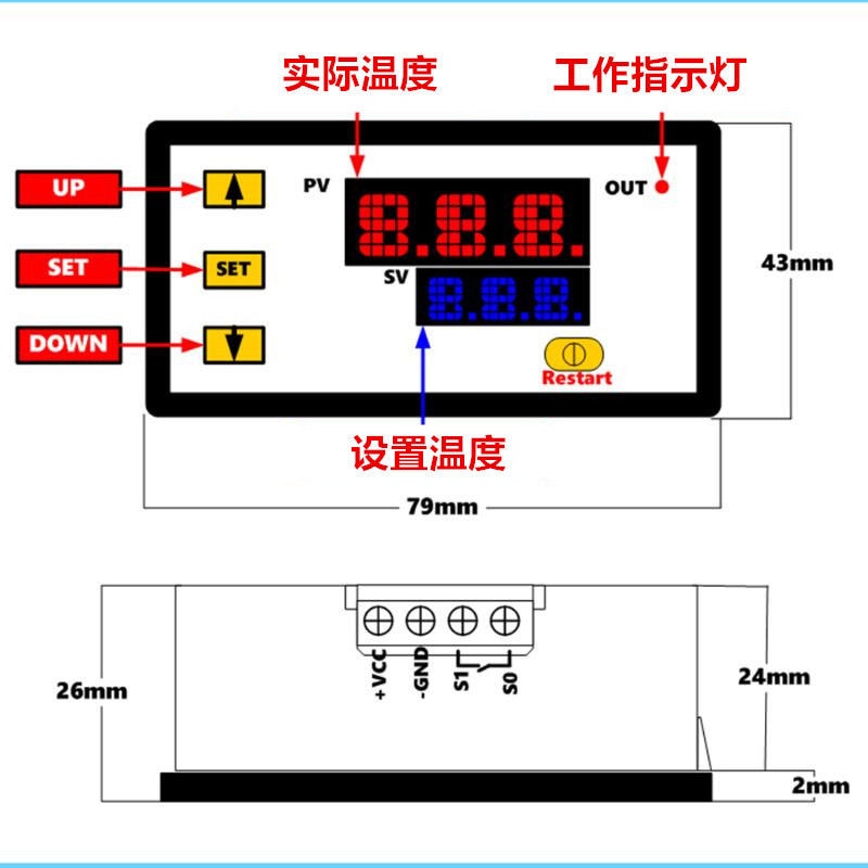 -60 ℃ ~ + 500 ℃ Hoge Temperatuur Thermokoppel Type K Digitale Led Thermostaat Temp Schakelaar Digitale display Controller