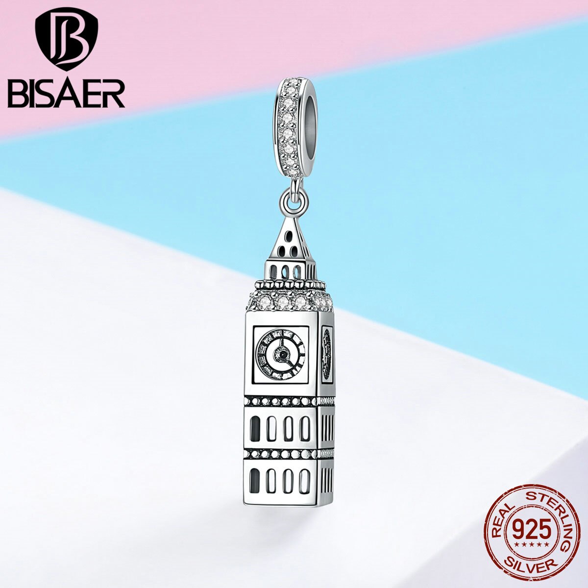 BISAER, abalorios de Plata de Ley 925 con de Big Ben UK británico Ben, Pulsera Original de plata 925, fabricación de joyas ECC868