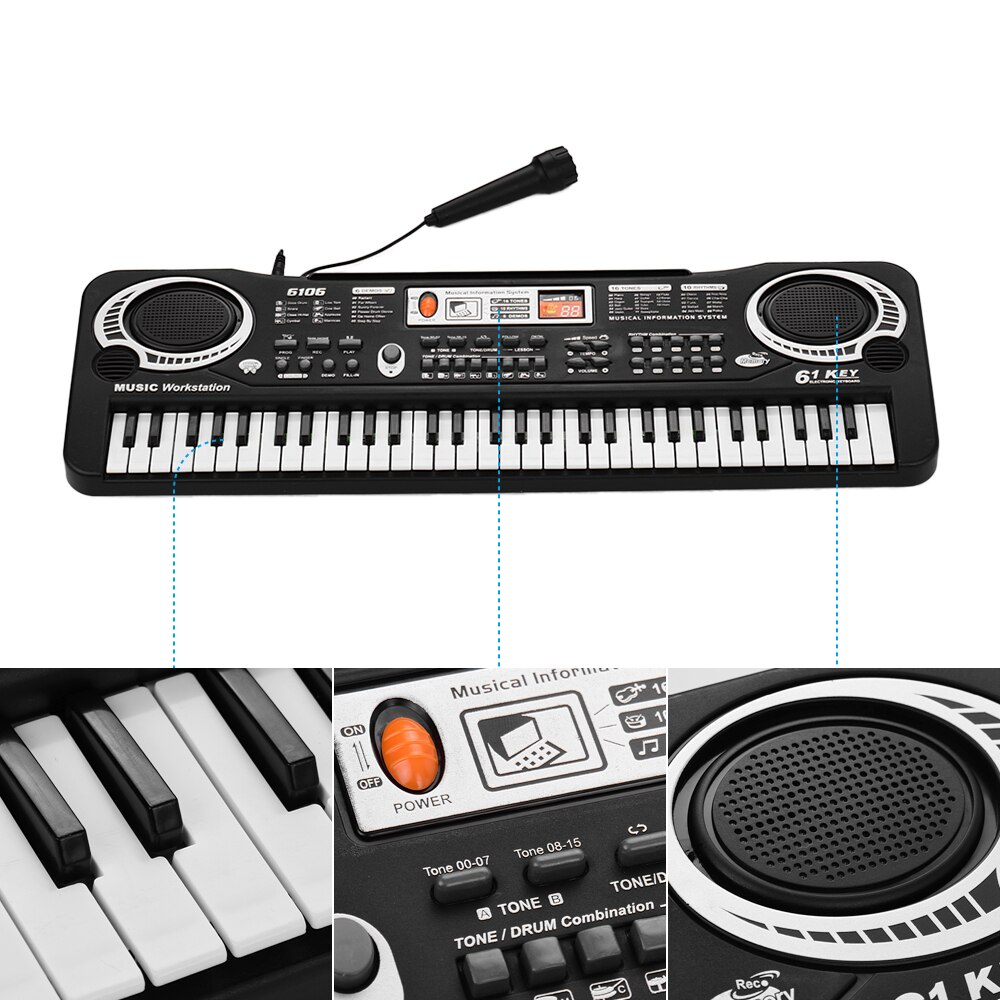 Piano électrique d'enfants de clavier électronique de musique numérique de 61 touches pour l'étudiant de Piano avec le piano d'instrument de musique de Microphone