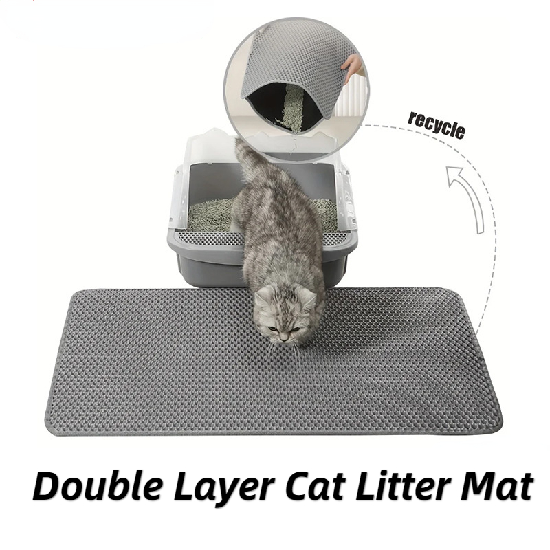 Kattenbakmat, Dubbellaagse kattenbakmat, Waterdicht, Urinebestendig, Kitty Litter Mat, schoon te maken, Scatter Control