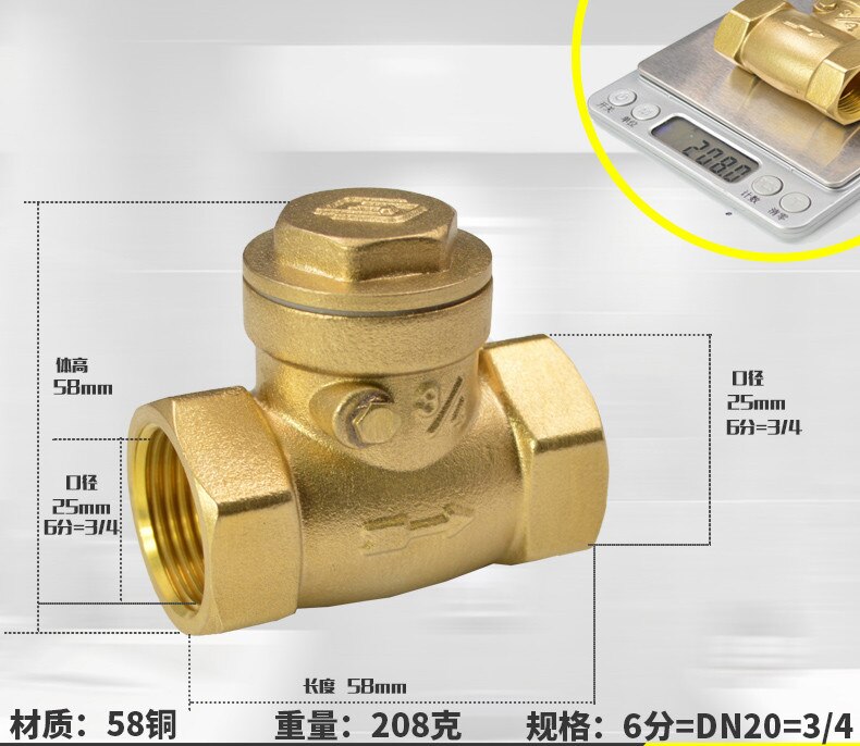 DN15 /DN20/DN32 Thread Swing Check Valve Brass 1/2" 3/4"/1'' BSPP High Pressure water pipe check valve PPR